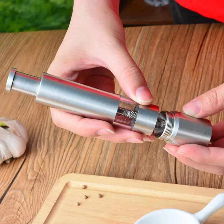 Lisslune | Stylish one-handed stainless steel spice mill with transparent viewing window - Essential kitchen cutter