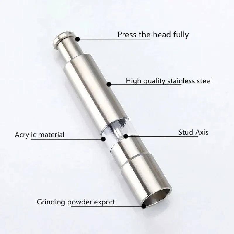 Lisslune | Stylish one-handed stainless steel spice mill with transparent viewing window - Essential kitchen cutter