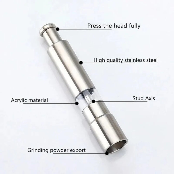 Lisslune | Stylish one-handed stainless steel spice mill with transparent viewing window - Essential kitchen cutter