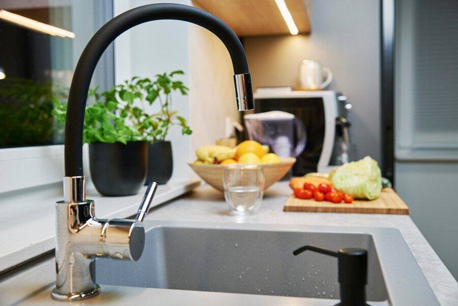 Lisslune | HF-5966S Kitchen Faucet, standing, flexible spout, Black Satin