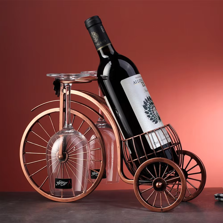Lisslune | Pedal&Pour - Vintage Wine Rack with Glass Holders
