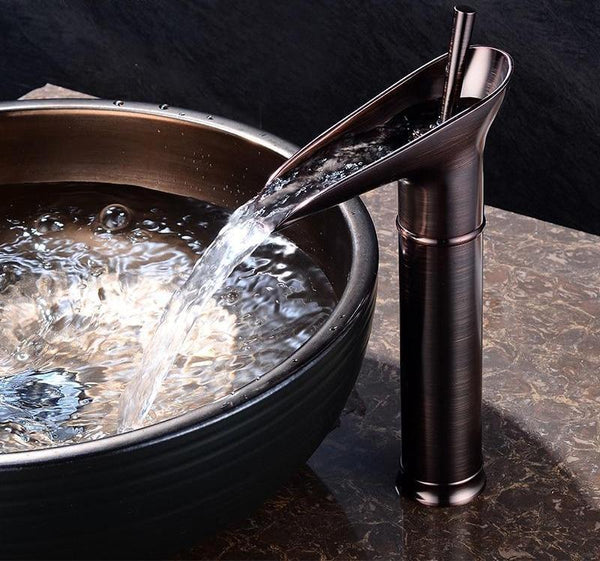 Lisslune | Waterfall Antique Faucet Bathroom Sink Faucet Brass Sink Mixers