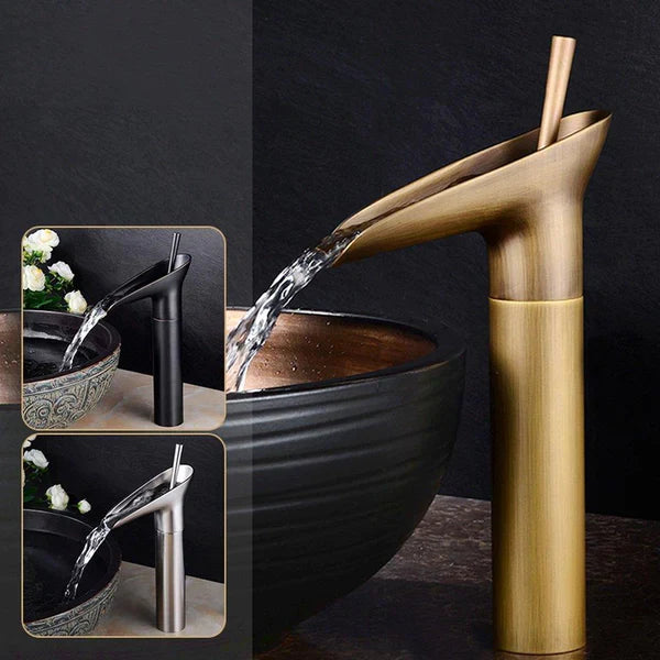 Lisslune | Waterfall Antique Faucet Bathroom Sink Faucet Brass Sink Mixers