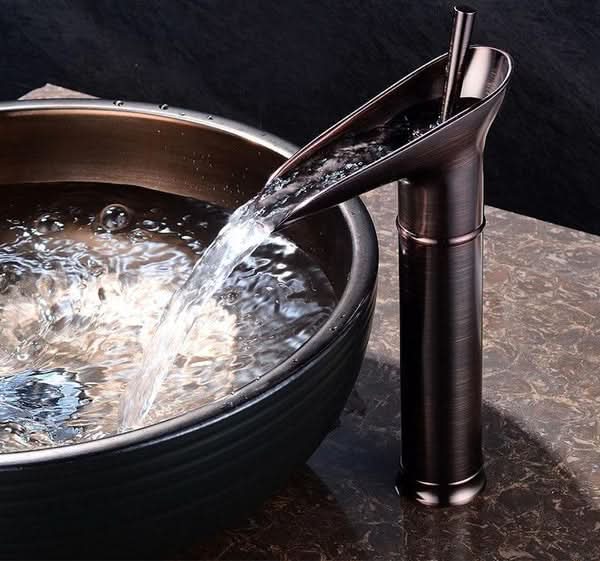 Lisslune | Antique Brass Waterfall Bathroom Sink Faucet