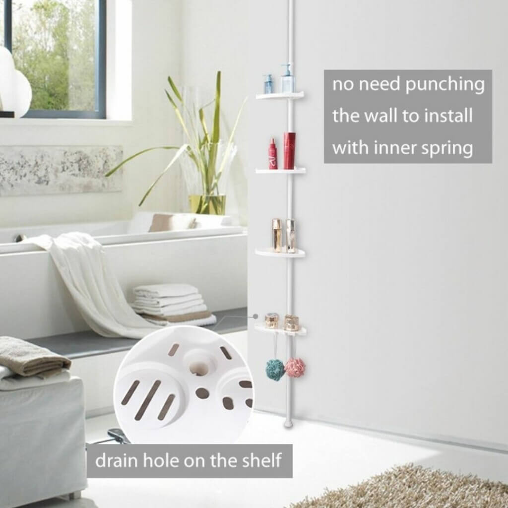 Lisslune | Organiva Premium Shower Storage Tower | Extendable bathroom shelf with waterproof design
