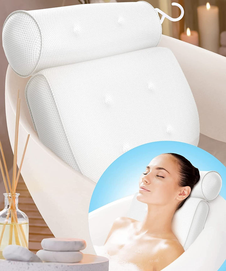 Lisslune | Orthopedic Bathtub Pillow - Breathable Bathtub Headrest Pillow made of 3D Mesh Fabric with Suction Cups