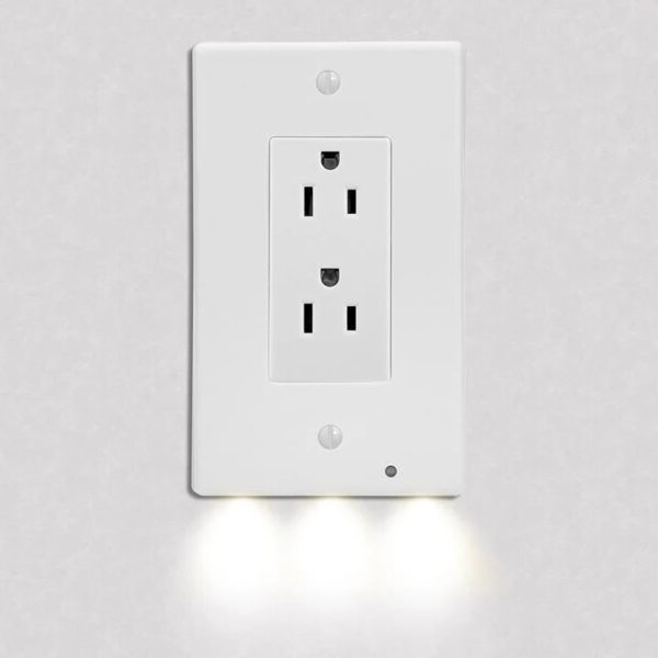 Lisslune | Pack 4x LED Night Light Outlet Cover | Energy-Efficient, Automatic Sensor & Safe for Kids' Rooms