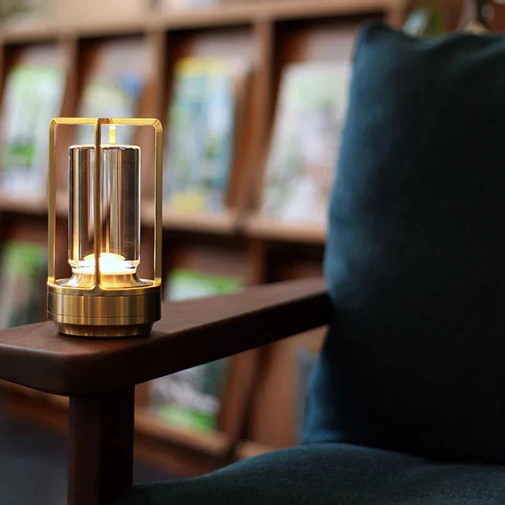 Lisslune | Ambient Lantern Cordless Rechargeable Small Night Table Lamp Gold
