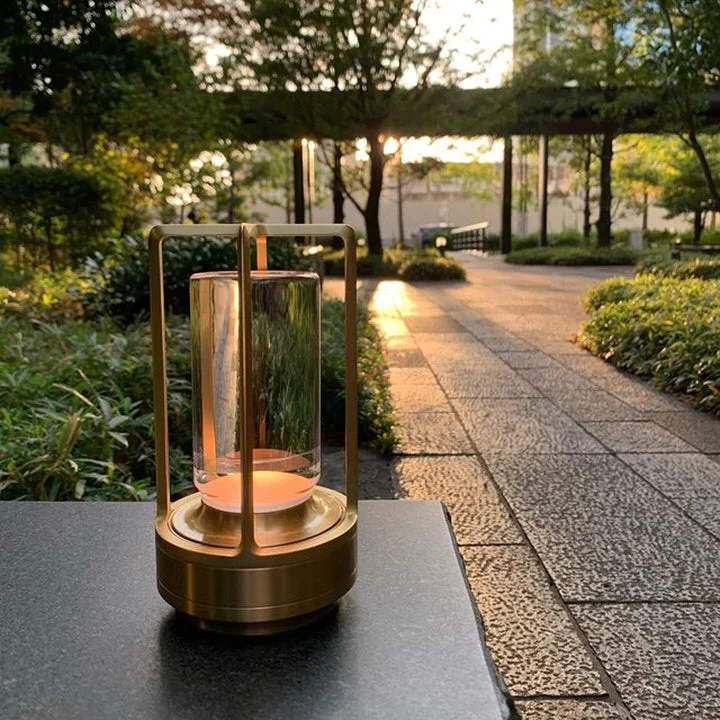 Lisslune | Ambient Lantern Cordless Rechargeable Small Night Table Lamp Gold
