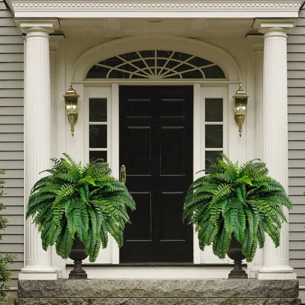 Lisslune | UV Resistant Artificial Boston Fern | Lifelike, Waterproof & Maintenance-Free for Outdoor Décor