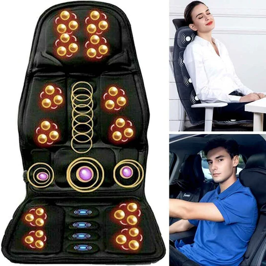 Lisslune | 8 Mode Massage Seat Cushion with Heated Back-Neck Pillow for Car & Home