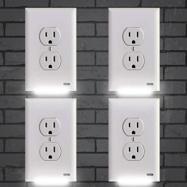 Lisslune | Pack 4x LED Night Light Outlet Cover | Energy-Efficient, Automatic Sensor & Safe for Kids' Rooms