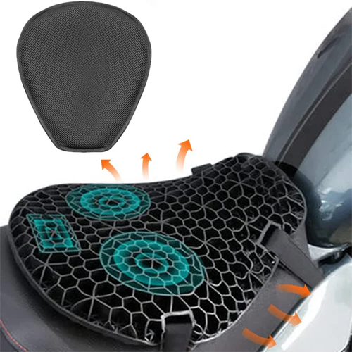 Lisslune | Motorcycle Gel Seat Pad | Shock Absorbing, Breathable & Anti-Slip Design for Long Distance Rides