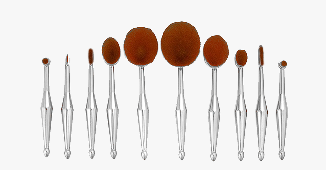 Lisslune | Stylish 10-piece oval brush set – Let the metallic charm work its magic on you
