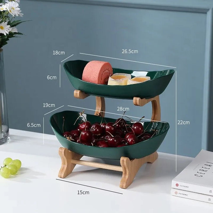 Lisslune | Ovaluxe Tiered Fruit Bowl | Elegant 2-Tier and 3-Tier kitchen organizer for fruit and snacks