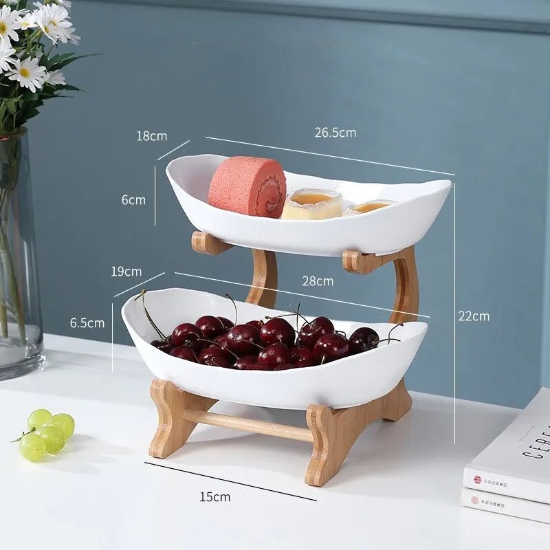 Lisslune | Ovaluxe Tiered Fruit Bowl | Elegant 2-Tier and 3-Tier kitchen organizer for fruit and snacks