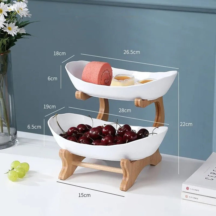 Lisslune | Ovaluxe Tiered Fruit Bowl | Elegant 2-Tier and 3-Tier kitchen organizer for fruit and snacks