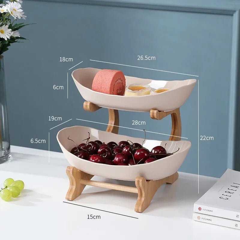 Lisslune | Ovaluxe Tiered Fruit Bowl | Elegant 2-Tier and 3-Tier kitchen organizer for fruit and snacks