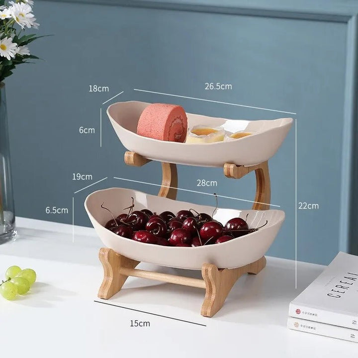 Lisslune | Ovaluxe Tiered Fruit Bowl | Elegant 2-Tier and 3-Tier kitchen organizer for fruit and snacks