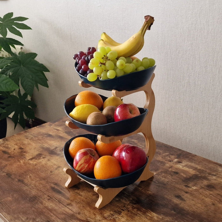 Lisslune | Ovaluxe Tiered Fruit Bowl | Elegant 2-Tier and 3-Tier kitchen organizer for fruit and snacks