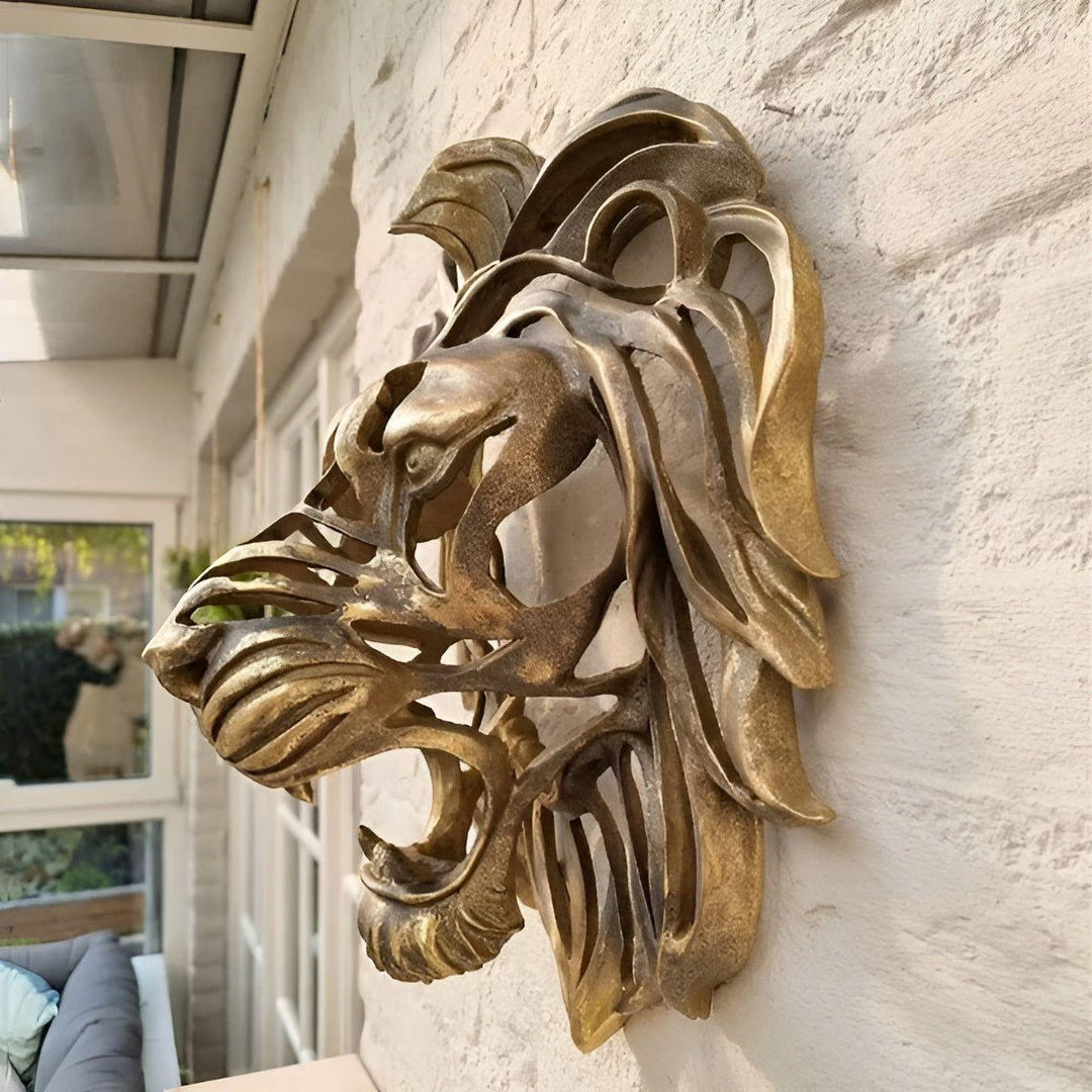 Lisslune | RegalRoar – Exquisite gilded lion head wall sculpture