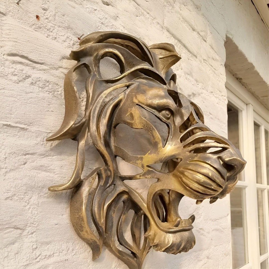Lisslune | RegalRoar – Exquisite gilded lion head wall sculpture