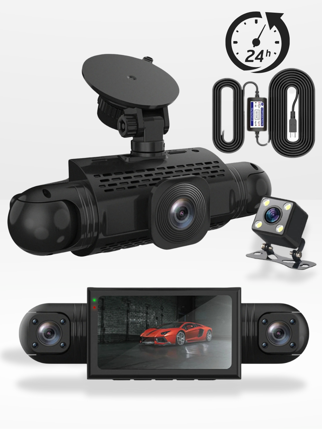 Lisslune | 360° Car Dashcam | DashGard Pro CX360 | Full HD Driving Recorder with Night Vision & Parking Monitor