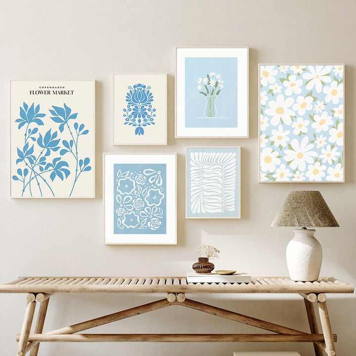 Rynx | Light Blue Flower Market Canvas Prints