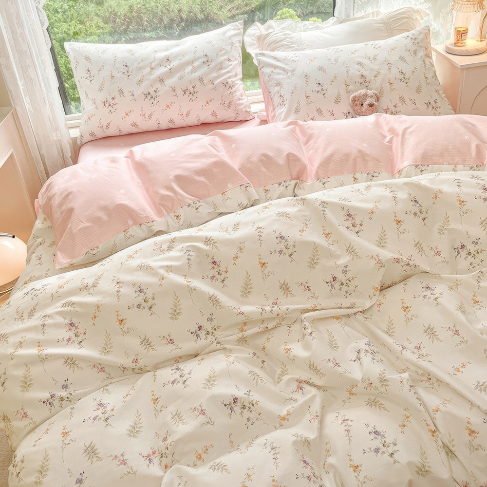 Rynx | Light Pink Floral Print Bedding Set