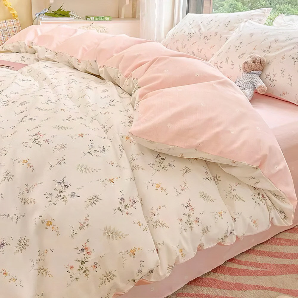 Rynx | Light Pink Floral Print Bedding Set