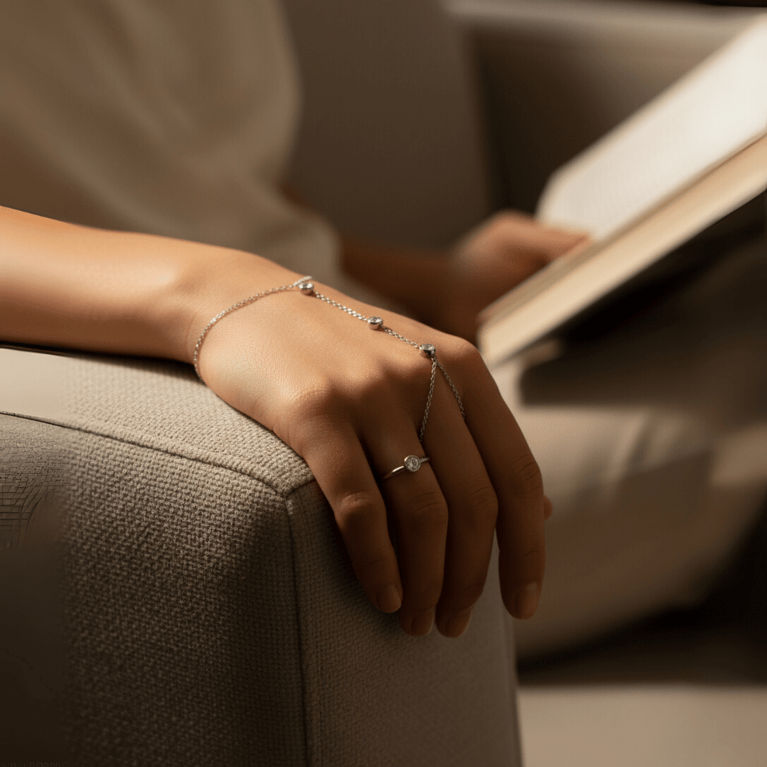 Lisslune | PalmGrace – Adjustable Finger Ring Palm Bracelet with Radiant Crystals