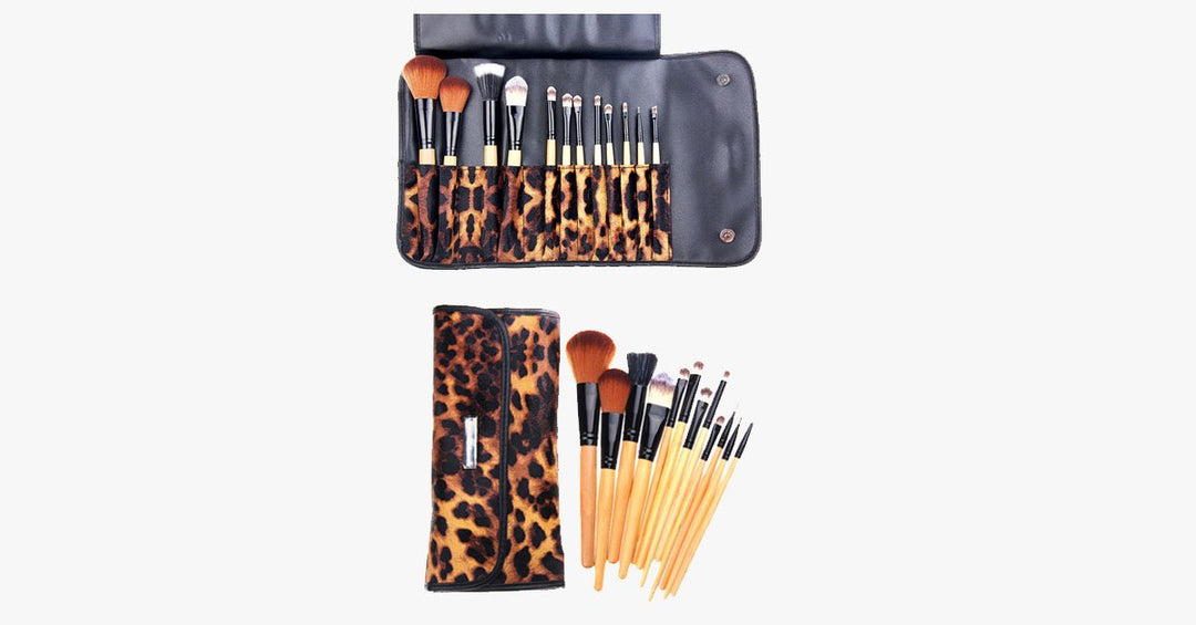 Lisslune | 12-piece leopard skin brush set