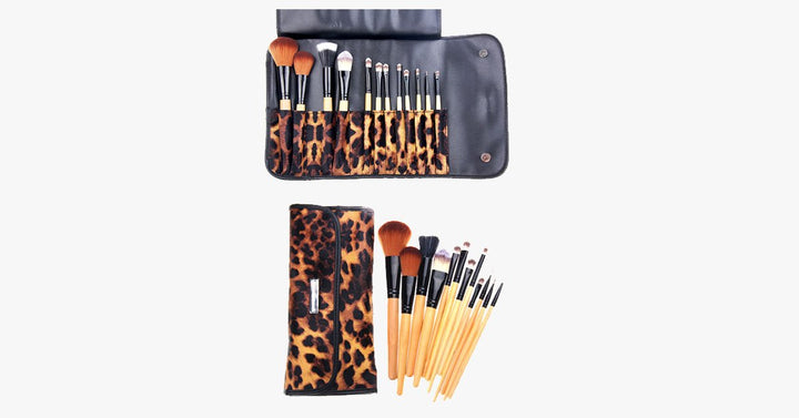 Lisslune | 12-piece leopard skin brush set
