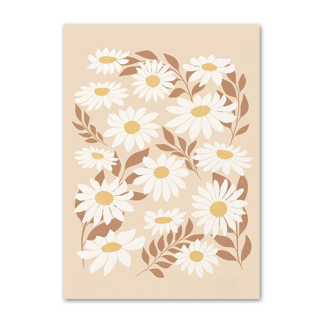 Rynx | Pastel brown flower canvas poster