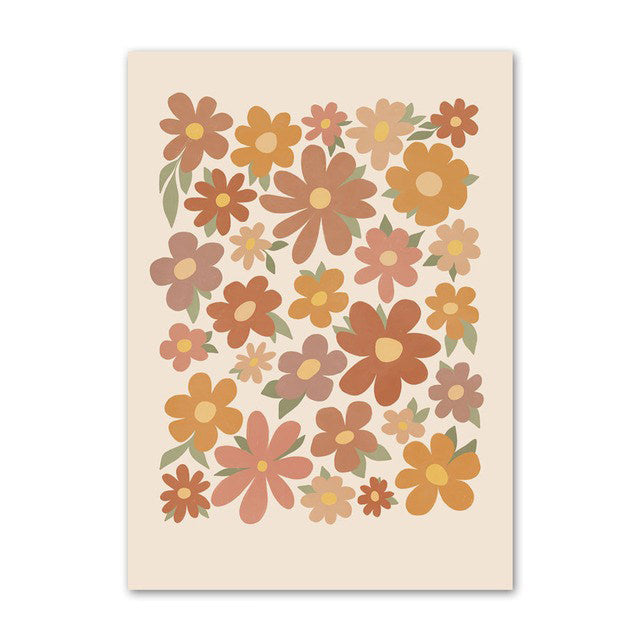 Rynx | Pastel brown flower canvas poster