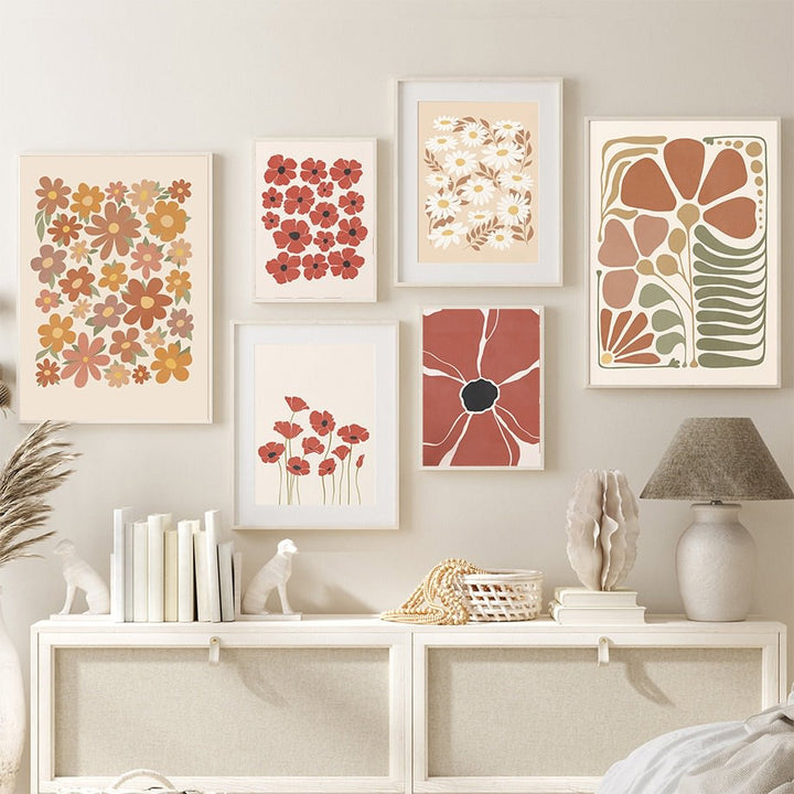 Rynx | Pastel brown flower canvas poster