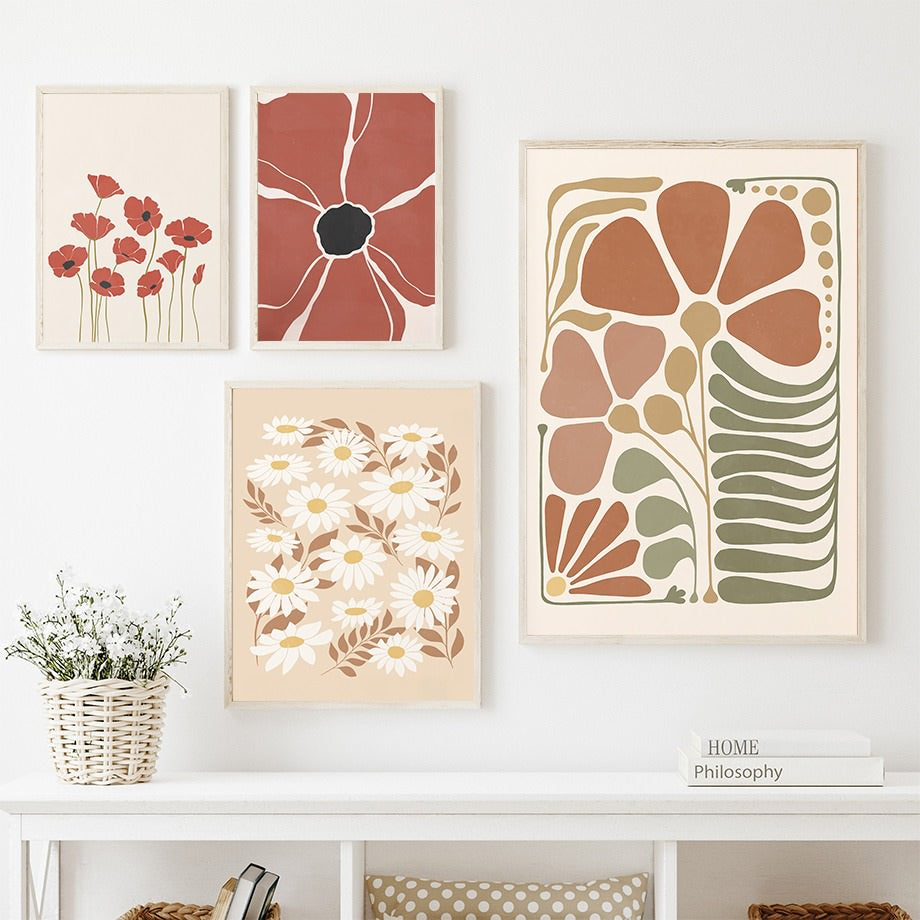 Rynx | Pastel brown flower canvas poster
