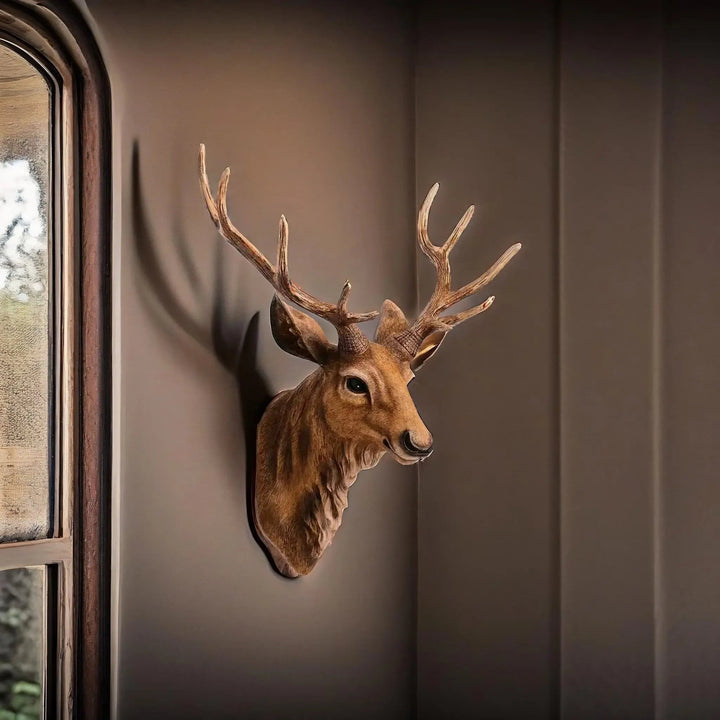 Lisslune | MysticHorn™ | Majestic Deer Head Wall Decor | Rustic Antler Design for Cabin & Lodge Home Decor