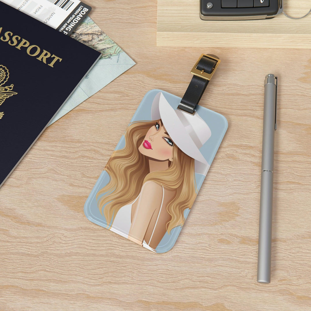 Lisslune | Personalized Peekaboo Acrylic Luggage Tag with Premium Leather Strap