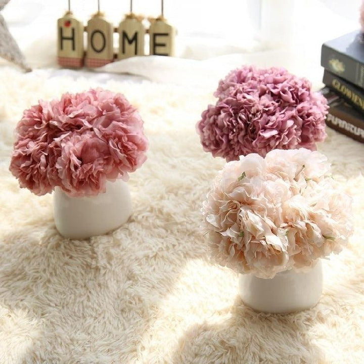 Lisslune | Elegant Peony Silk Flower Bundle - Set of 5 Heads