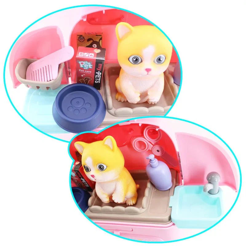 Lisslune | Petcare Playset – Portable Vet Role Play Set for Kids with Backpack and 16 Accessories
