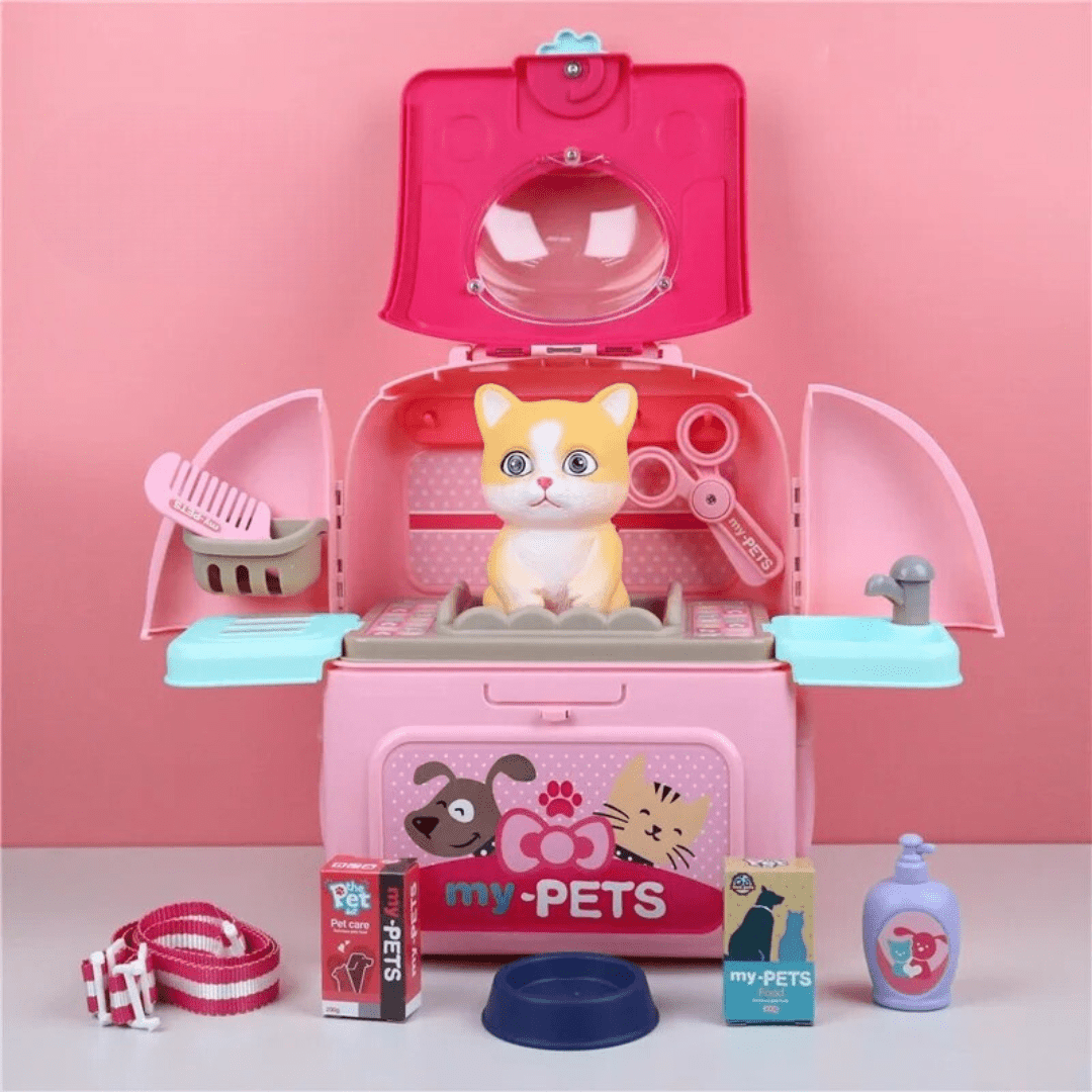 Lisslune | Petcare Playset – Portable Vet Role Play Set for Kids with Backpack and 16 Accessories