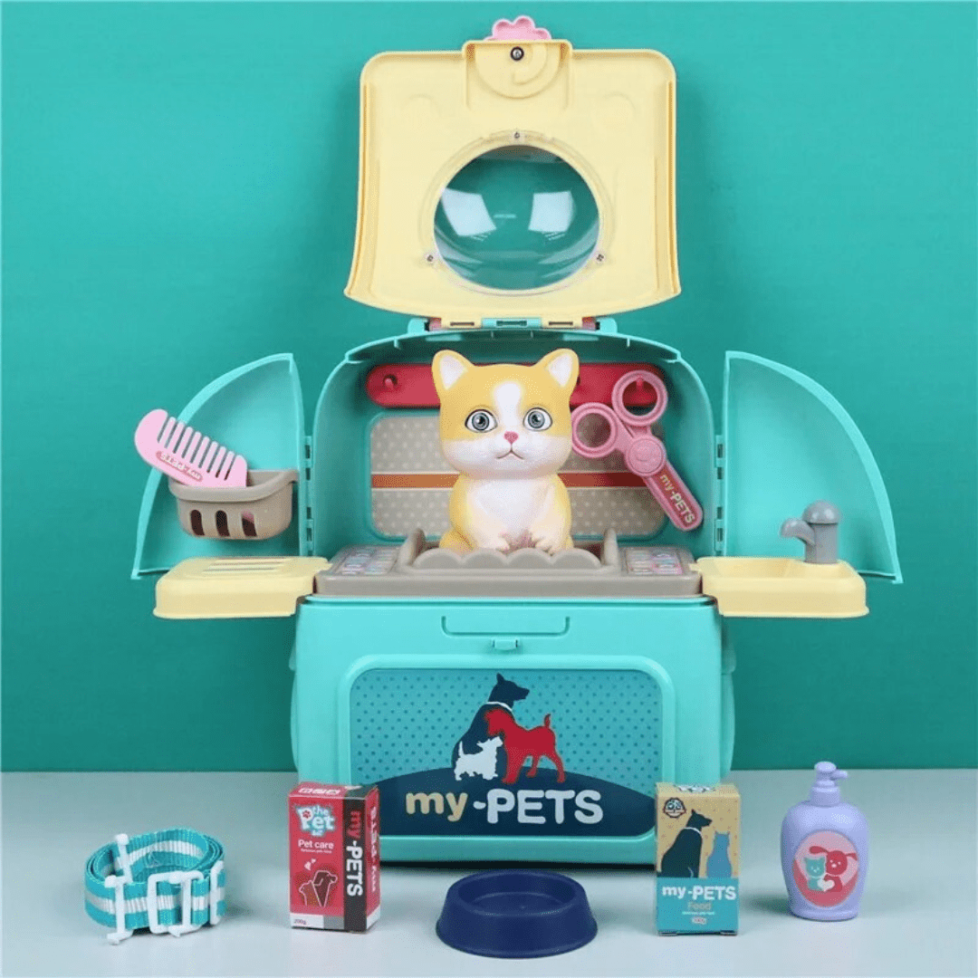 Lisslune | Petcare Playset – Portable Vet Role Play Set for Kids with Backpack and 16 Accessories