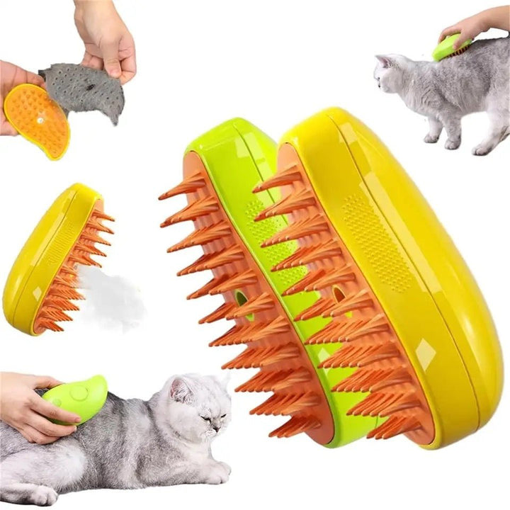 Lisslune | Petsteam – Gentle Steam Brush for Dogs and Cats with Built-In Hair Removal