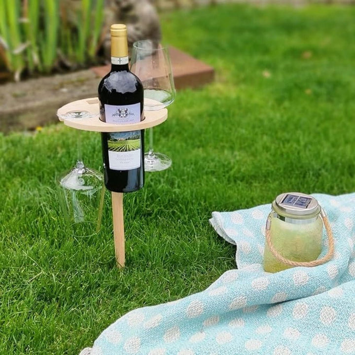 Lisslune | Picky Wine Table – Portable Outdoor Table with Glass & Bottle Holders – Ideal for Picnics
