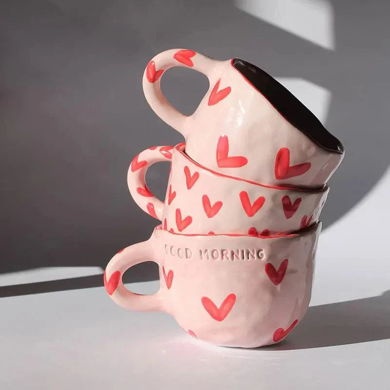 Lisslune | AmoraHeart – Cute coffee mug with pink heart design