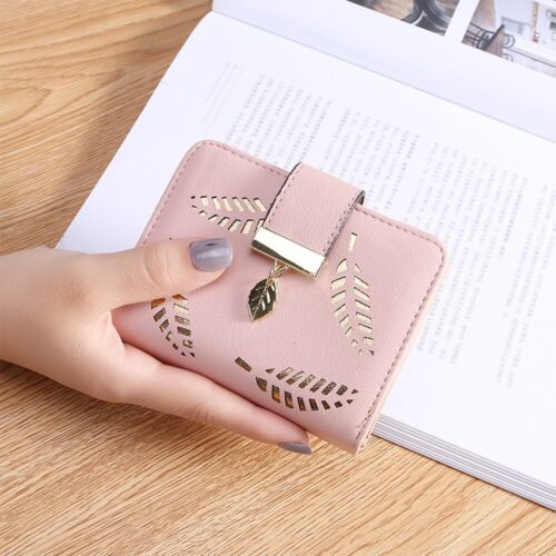 Lisslune | GoldenLeaf PU Leather Wallet with Leaf Charm Design