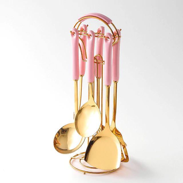 Lisslune | Golden Kitchen Utensils with Stand