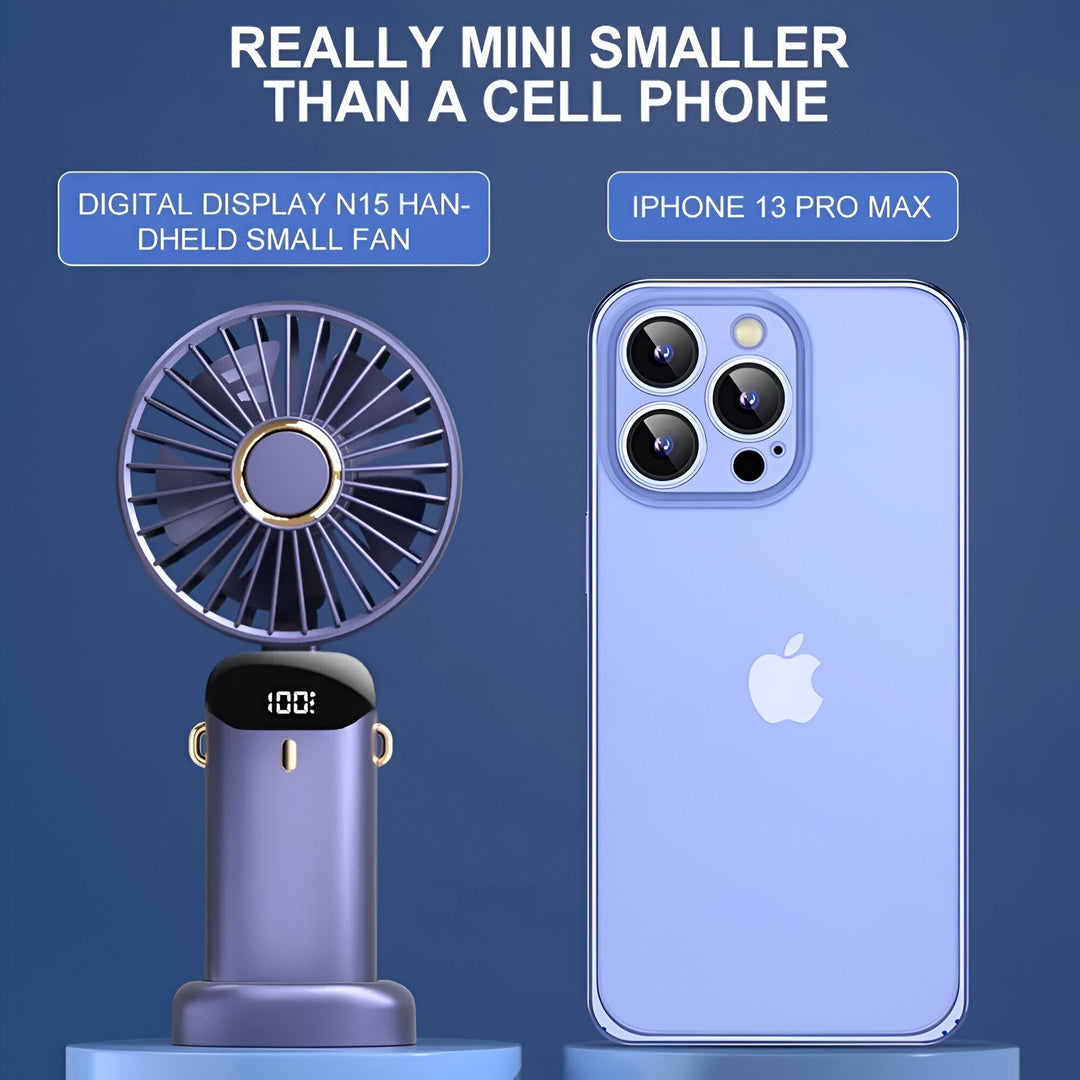 Lisslune | Rechargeable Handheld Mini Fan | 5-Speed, 90-Degree Adjustable & Quiet for Office, Home & Outdoor Use