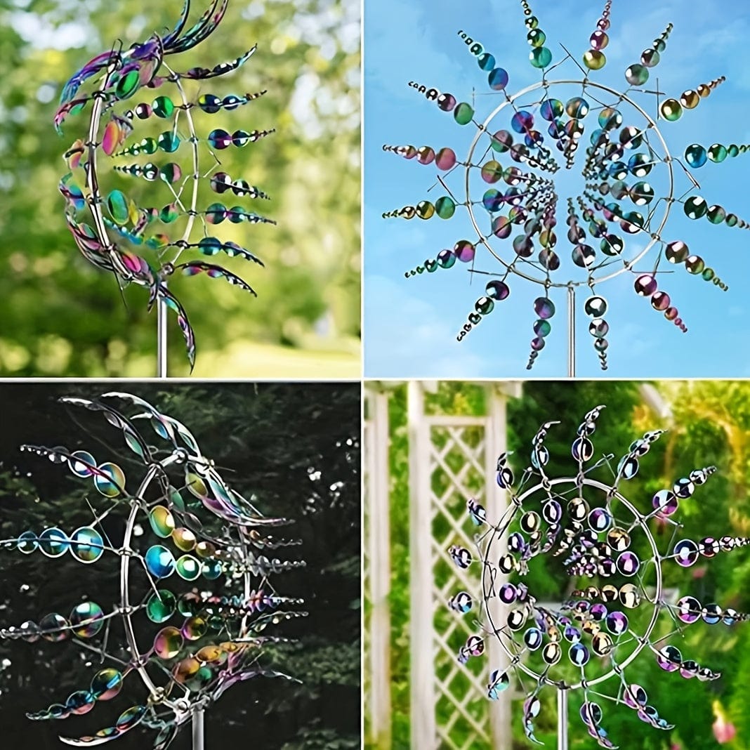 Lisslune | 1 Piece Magical Metal Windmill, 3D Metal Outdoor Wind Chime for Yard and Garden, Unique Metal Kinetic Wind Sculptures & Wind Chime, Wind Catcher Metal Outdoor Lawn Terrace Decoration Wind Sculpture